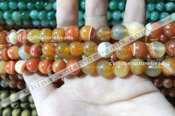 CAA1611 15.5 inches 10mm round banded agate beads wholesale