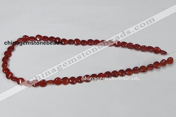 CAA162 15.5 inches 8*8mm heart red agate gemstone beads