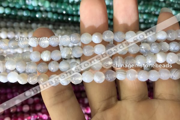 CAA1630 15.5 inches 6mm faceted round banded agate beads