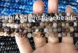 CAA1635 15.5 inches 6mm faceted round banded agate beads