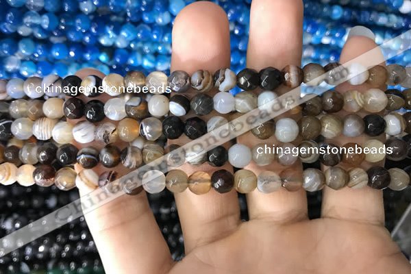 CAA1635 15.5 inches 6mm faceted round banded agate beads