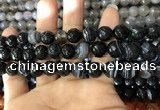 CAA1643 15.5 inches 12mm faceted round banded agate beads