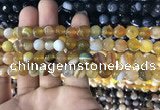 CAA1646 15.5 inches 8mm faceted round banded agate beads