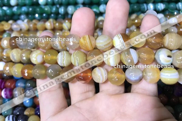 CAA1647 15.5 inches 10mm faceted round banded agate beads