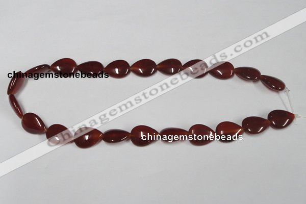 CAA165 15.5 inches 13*18mm flat teardrop red agate gemstone beads