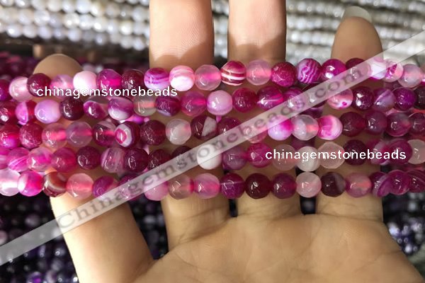 CAA1655 15.5 inches 6mm faceted round banded agate beads