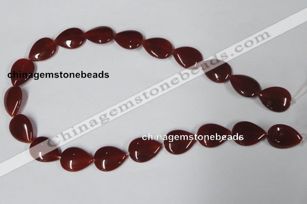 CAA166 15.5 inches 15*20mm flat teardrop red agate gemstone beads