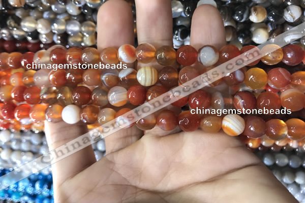 CAA1660 15.5 inches 6mm faceted round banded agate beads