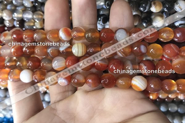 CAA1661 15.5 inches 8mm faceted round banded agate beads