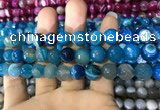 CAA1667 15.5 inches 10mm faceted round banded agate beads