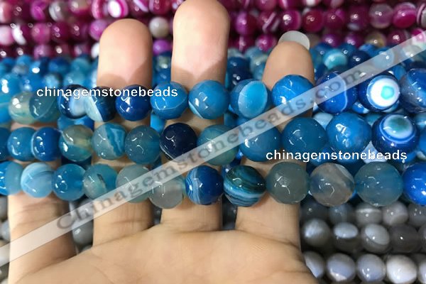 CAA1667 15.5 inches 10mm faceted round banded agate beads