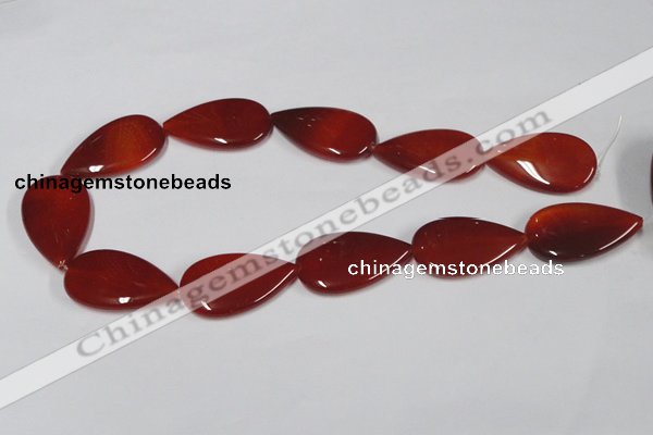 CAA167 15.5 inches 22*36mm flat teardrop red agate gemstone beads