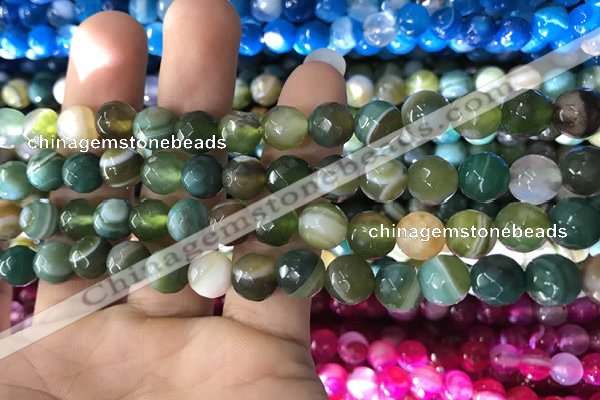 CAA1671 15.5 inches 8mm faceted round banded agate beads