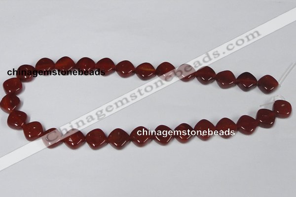 CAA168 15.5 inches 13*13mm diamond red agate gemstone beads