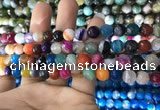 CAA1681 15.5 inches 8mm faceted round banded agate beads