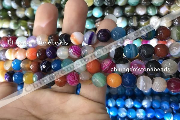 CAA1681 15.5 inches 8mm faceted round banded agate beads