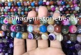 CAA1682 15.5 inches 10mm faceted round banded agate beads