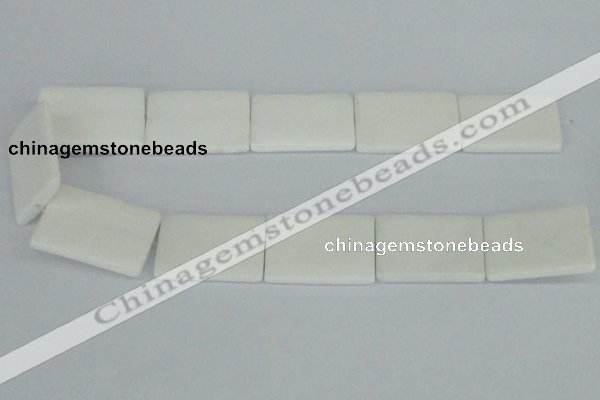 CAA17 15.5 inches 25*35mm rectangle white agate gemstone beads