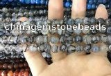 CAA1700 15 inches 8mm faceted round fire crackle agate beads