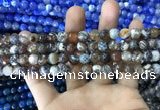 CAA1704 15 inches 8mm faceted round fire crackle agate beads