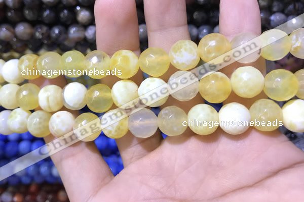 CAA1705 15 inches 8mm faceted round fire crackle agate beads