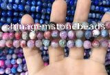 CAA1708 15 inches 8mm faceted round fire crackle agate beads