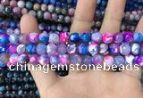 CAA1709 15 inches 8mm faceted round fire crackle agate beads