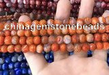 CAA1711 15 inches 8mm faceted round fire crackle agate beads