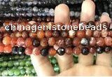 CAA1713 15 inches 8mm faceted round fire crackle agate beads