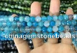 CAA1714 15 inches 8mm faceted round fire crackle agate beads