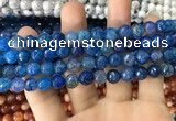 CAA1715 15 inches 8mm faceted round fire crackle agate beads