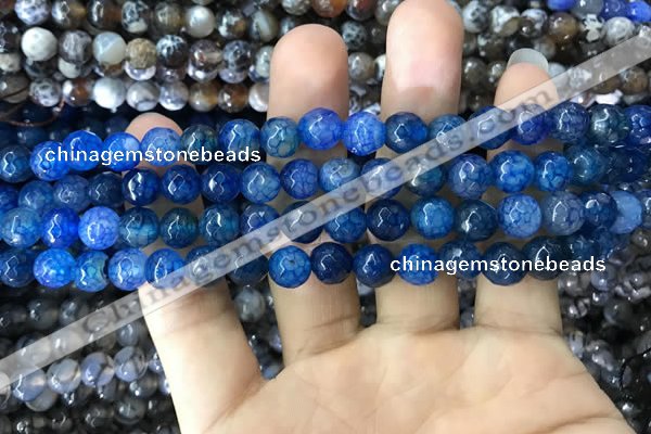 CAA1716 15 inches 8mm faceted round fire crackle agate beads