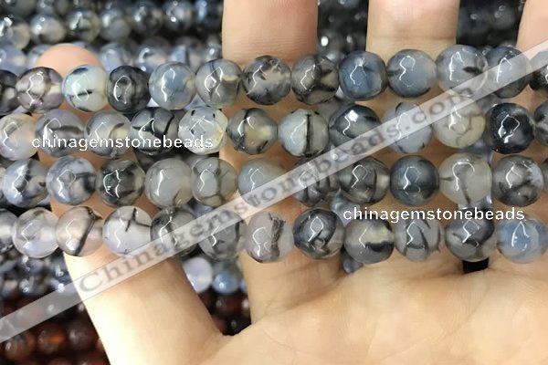 CAA1725 15 inches 10mm faceted round fire crackle agate beads