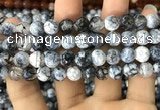 CAA1726 15 inches 10mm faceted round fire crackle agate beads