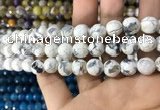 CAA1727 15 inches 10mm faceted round fire crackle agate beads