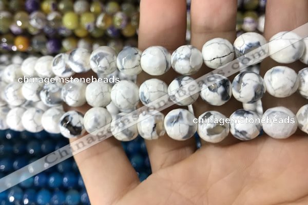 CAA1727 15 inches 10mm faceted round fire crackle agate beads