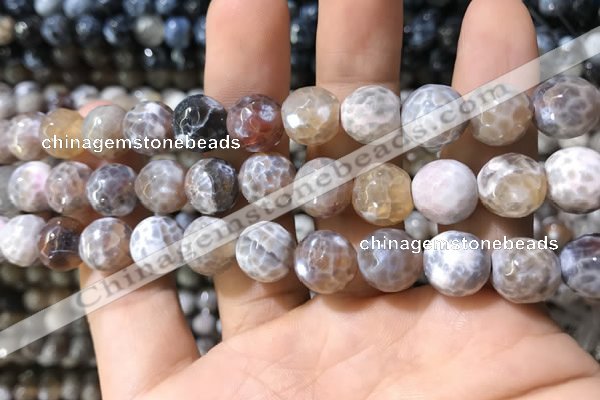 CAA1729 15 inches 10mm faceted round fire crackle agate beads