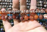 CAA1734 15 inches 10mm faceted round fire crackle agate beads