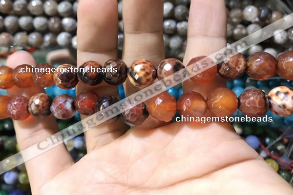 CAA1734 15 inches 10mm faceted round fire crackle agate beads