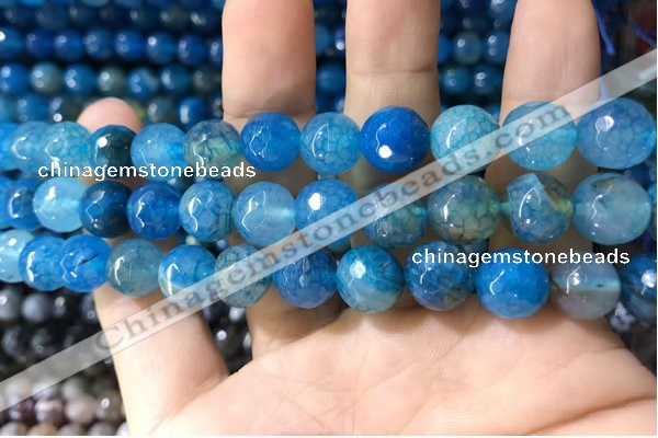 CAA1735 15 inches 10mm faceted round fire crackle agate beads