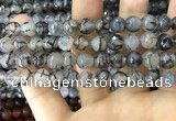 CAA1745 15 inches 12mm faceted round fire crackle agate beads