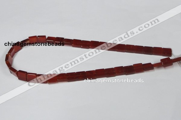 CAA175 15.5 inches 10*10mm square red agate gemstone beads
