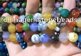 CAA1751 15 inches 12mm faceted round fire crackle agate beads