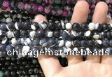 CAA1760 15 inches 8mm faceted round fire crackle agate beads