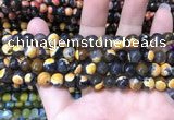 CAA1761 15 inches 8mm faceted round fire crackle agate beads