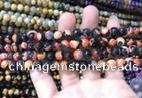 CAA1762 15 inches 8mm faceted round fire crackle agate beads