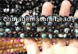 CAA1766 15 inches 8mm faceted round fire crackle agate beads