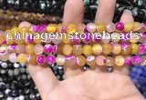 CAA1767 15 inches 8mm faceted round fire crackle agate beads