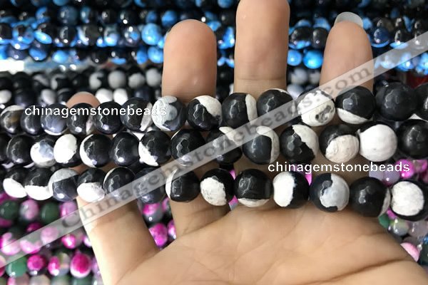 CAA1775 15 inches 10mm faceted round fire crackle agate beads