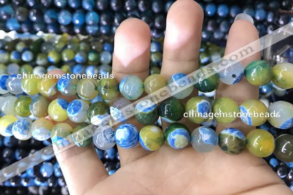 CAA1782 15 inches 10mm faceted round fire crackle agate beads